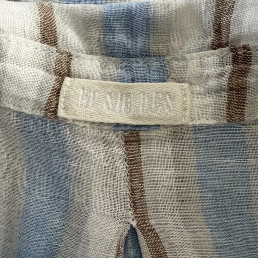 CP Shades Romy Linen Tunic Shirt Light Blue & Brown Stripe Relaxed Fit Size L - Picture 5 of 10